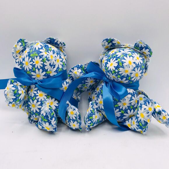 Handmade Mini Bears, Shelf Decor or Bowl Fillers Bright Blue Daisy 7.5 Inches - Picture 6 of 9